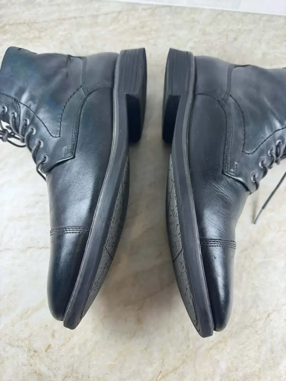 Rockport Men’s TruTech Leather Cap Toe Lace Up Ankle Boots Black Size 10.5